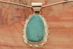 Genuine Kingman Turquoise Sterling Silver Native American Pendant